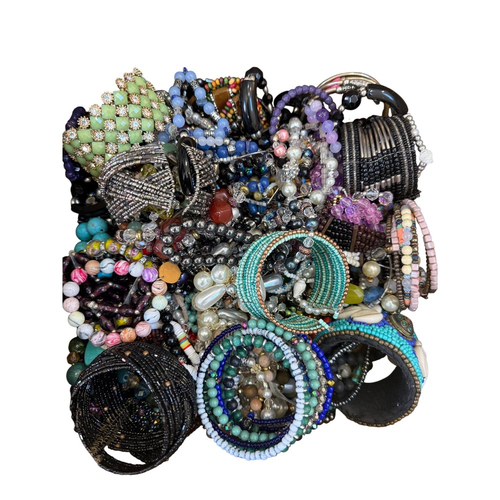 Boho Chunky Statement Beaded Jewelry Bundle Lot of 1lb+ - Picture 2 of 5
